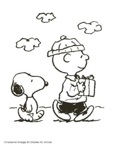 Print Charlie Brown and Snoopy Christmas Coloring Page or Download