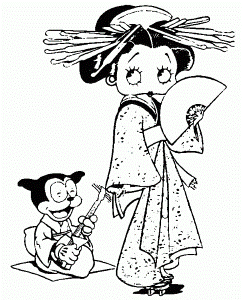 Betty Boop Wearing Chinese Dress Coloring Pictures - Betty Boop