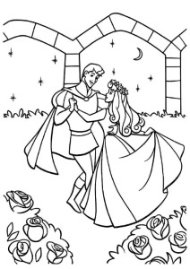 Disney Princess Aurora And The Prince Coloring Page - Princess
