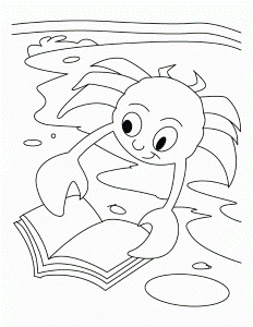 Crab winning over book-wormer coloring pages | Download Free Crab