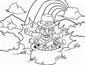 St Patricks Day Coloring Pages : Leprechaun Playing Violin St