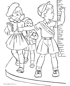 kids going to school Colouring Pages