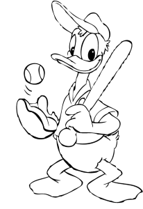 Donald Duck Was A Great Baseball Player Coloring Pages - Donald