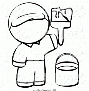 Vector Coloring Page of a Human Factor Man Painting on White by ...