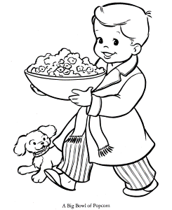 Bible Printables: Christmas Kids Coloring Pages - Bowl of Popcorn