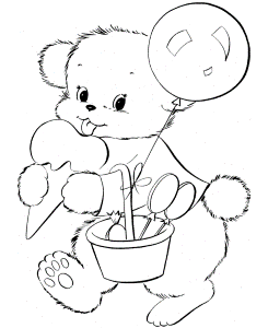 BlueBonkers: Teddy Bear Coloring Page Sheets - Party Bear