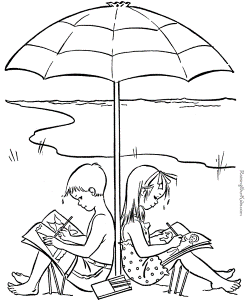 Happy Kids In A Summer Day Coloring Page | Kids Coloring Page