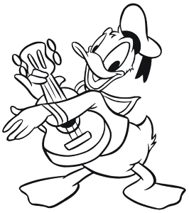 Donald Plays Ukulele Coloring Page | Kids Coloring Page