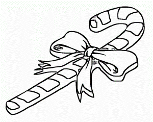 Christmas Coloring Pages : Candy Cane Decorated With Huge Ribbons