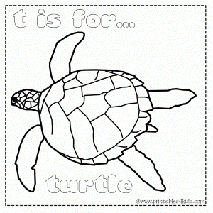 T is for Turtle coloring page : Printables for Kids – free word