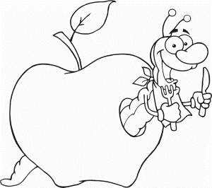 Apples In Worms Eat Big Coloring Page - Kids Colouring Pages