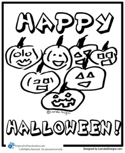 Free Printable happy halloween pumpkins coloring page - from