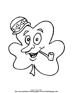 Shamrock with a Hat - Free Coloring Pages for Kids - Printable