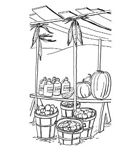 Fall Coloring Pages - Kids Fall Harvest Stand Coloring Page Sheets