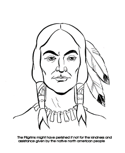 This Pilgrim Thanksgiving Coloring Page Shows A Native American