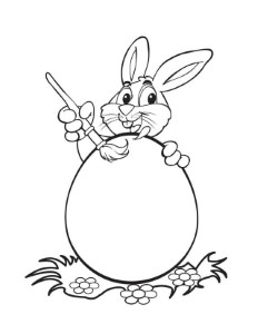 Easter Bunny painting eggs - Free Printable Coloring Pages
