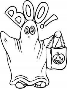 Halloween Boy Ghost With Pumpkin Coloring Pictures