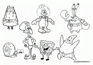 And Friends Coloring Pages Spongebob Reading Book Page Id 28638