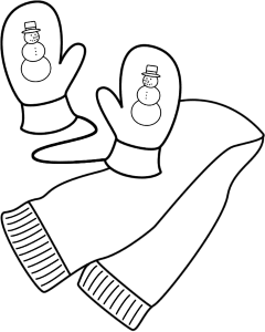 Scarf and Mittens - Coloring Page (