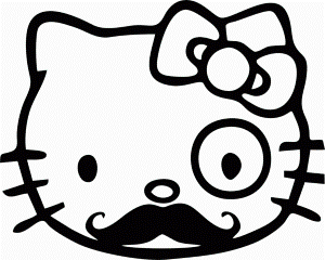 Hellow Kitty Mustache Coloring Page