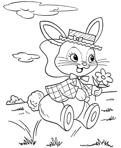 Easter Kids Coloring Pages - Free Printable Hopping easter bunney