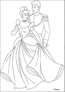 Cinderella coloring book pages - Cinderella and the prince charming