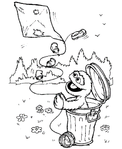 Sesame Street Coloring Pages - Flying a kite
