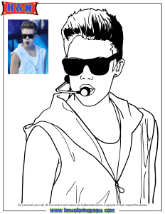 Cute Music Icon Justin Bieber Coloring Page | Free Printable