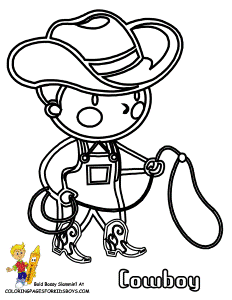 Cowboy Picture Coloring | Free | USA Coloring | Cowboy Coloring