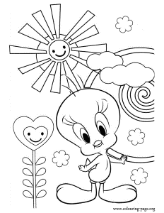 Tweety - Tweety in a beautiful sunny day coloring page