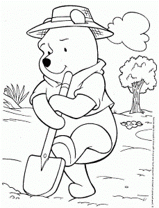 Kids Coloring Pages: Winnie The Pooh Gardening Coloring Page