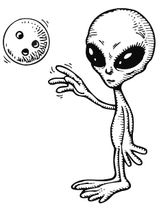 Alien with Bowling Ball Coloring Pages Free : New Coloring Pages
