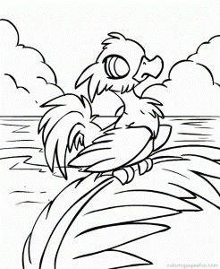 The island Princess coloring pages for kids – Sweet bird