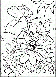 Cartoon: Wonderful Tom And Jerry In The Garden Coloring Page