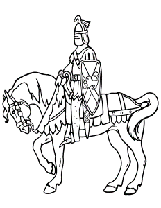 Knight and Horse Coloring Page | Real Horse & Knight Drawing