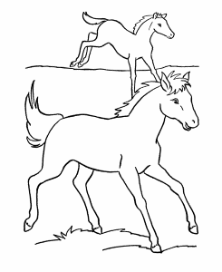 Horse Coloring Pages | Printable Horses run in the pasture