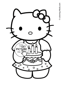 Hello Kitty &quotHappy birthday" – coloring pages for kids, printables ...