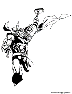 Marvels Thor Holding Hammer Coloring Page Coloring Pages Printable