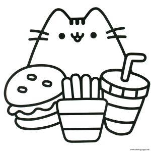 Pusheen Ready To Eat Food Coloring Pages Printable