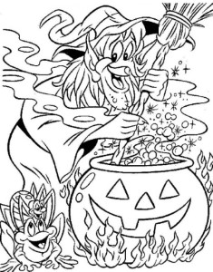 WITCH coloring pages - Sorceress prepares a cursed potion