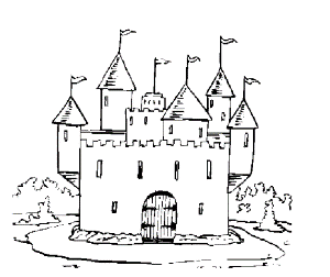 Coloring Castle Flag Page