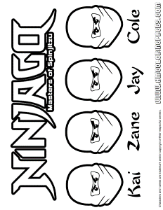 Ninjago All Ninjas – Kai, Zane, Jay, And Cole Coloring Page | Free