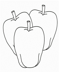 Pictures Three Apples Coloring For Kids - Fruit Coloring Pages
