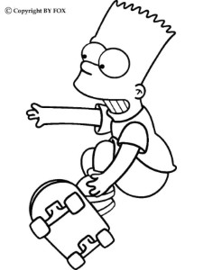 Bart With Skateboard Coloring Page Car Pictures