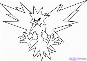 How to Draw Zapdos, Step by Step, Pokemon Characters, Anime, Draw