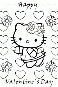 Valentines day coloring images hello kitty valentines day coloring