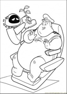 Coloring Pages Eva Brings Plant To Captain (Cartoons > Wall-E