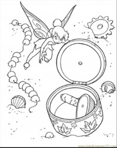 Coloring Pages Tinkerbell Found Little Treasure (Cartoons > Disney