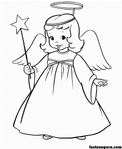 christmas angel and star printable coloring pages