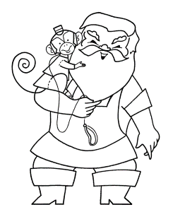 Christmas Toys Coloring Pages - Monkey Doll Coloring Sheet
